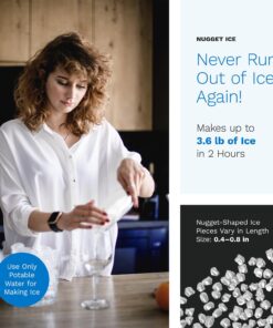 hOmeLabs Countertop Nugget Ice Maker - Stainless Steel with Touch Screen - Portable and Compact - Chewable Nugget Ice Machine - Produces Up to 44lb of Ice Per Day Nugget Ice Maker (Premium) 20 71fV5uUWGaL