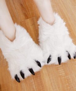 Cute Fuzzy Animal Paw Slippers Fluffy Animal Claw Slippers Soft Funny Monster House Shoes for Adults Women for Halloween Christmas Birthday Kids Winter Warm Bedroom Home Indoor Outdoor for Women 8.5 Women/7 Men Snow Bear 15 71fX4 LXoBL