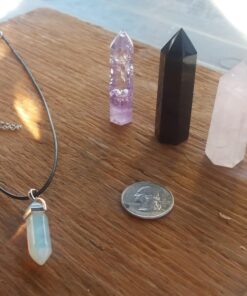 Healing Crystal Wands,2" Amethyst Crystal, Rose Quartz,Clear Quartz and Black Obsidian£¬6 Faceted Reiki Chakra Stones 4 pcs Pink,clear Quartz,black Obsidian,amethyst 2" Tall 50 71fYppCuoUL