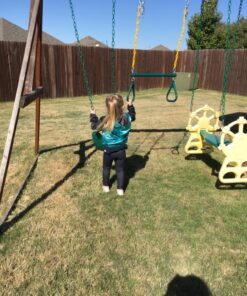 Jungle Gym Kingdom Swing Sets for Backyard, Monkey Bars & Swingset Accessories - Set Includes 18" Trapeze Swing Bar & 48" Heavy Duty Chain with Locking Carabiners - Outdoor Play Equipment (Green) Green 39 71fYzdDWTkL