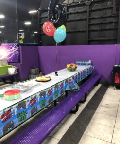 Blue Orchards Video Game Table Cover (Neon Blue) - Pack of 3-54"x108" XL - Gamer Party Supplies, Gamer Themed Decorations, Party Decorations for Boys, Retro Gamer Party Video Game (Neon Blue) 7 71faehx5etL