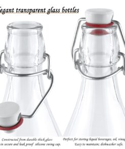 Estilo Swing Top Clear Glass Bottles,16oz Set of 6 Easy Cap Clear Bottles with Stoppers, Flip Top Glass Bottles to Store Home Brews, Oils, Vinaigrettes, Wines, Beer, Teas, Limoncello 16 oz 19 71fafLsoYhL