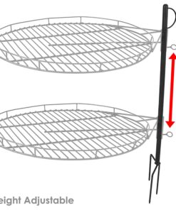 Sunnydaze Rotating Height-Adjustable Round Cooking Grate Grilling System - Black Steel Stake and Grill - 24-Inch 14 71fcaVSWUmL