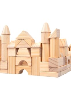 Wooden Blocks Set - 100 Pc Natural Colored Wood Building Block Toys - 100% Real Wood, 14 Different Shapes, Great Gift for Kids or Back to School Project, Indoor Activity - Build, Stack and Create 18 71fd8ioqXL