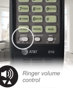 AT&T 210 Basic Trimline Corded Phone, No AC Power Required, Wall-Mountable, Black 38 71fdHzcxETL