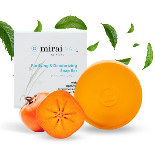 Mirai Persimmon Soap Bar - 100g Japanese Body Odor & Deodorizing Soap - Purifying, Chemical-Free - For Men & Women 3.52 Ounce (Pack of 1)