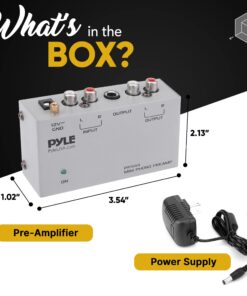 Pyle Phono Turntable Preamp - Mini Electronic Audio Stereo Phonograph Preamplifier with RCA Input, RCA Output & Low Noise Operation Powered by 12 Volt DC Adapter (PP444),Gray Basic model 28 71fdlZMsiQL 1