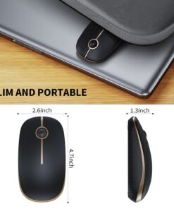 VssoPlor Wireless Mouse, 2.4G Slim Portable Computer Mice with Nano Receiver for Notebook, PC, Laptop, Computer (Black and Gold) Black and Gold 24 71feIvMR33L