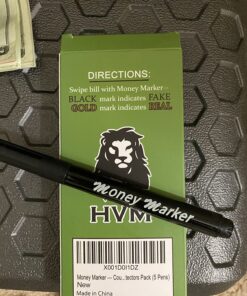 Money Marker (5 Counterfeit Pens) - Counterfeit Bill Detector Pen with Upgraded Chisel Tip - Detect Fake Counterfit Bills, Universal False Currency Pen Detector Pack 1 40 71feJ SDfVL