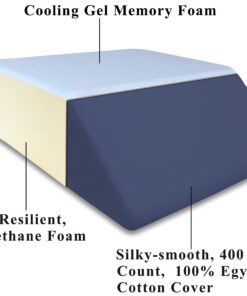 InteVision Ortho Bed Wedge Pillow with a 400 Thread Count, 100% Egyptian Cotton Cover (8" x 21" x 24") 9 71ffPRp42OS