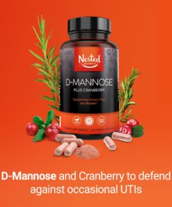 Nested Naturals D-Mannose 500mg Caspules with Cranberry Extract, D Mannose Cranberry Pills, Urinary & Bladder Support, 60 Vegan Capsules 21 71ffdGQNTL