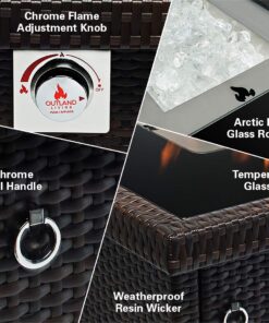 Outland Living 401 Series - 44-Inch Outdoor Propane Gas Fire Table, Espresso Brown/Rectangle 33 71fi 0jxCkL