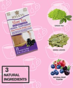 Hyleys Slim Tea Acai Berry Flavor - Weight Loss Herbal Supplement Cleanse and Detox - 25 Tea Bags (1 Pack) 25 Count (Pack of 1) 30 71fiASehJ1L