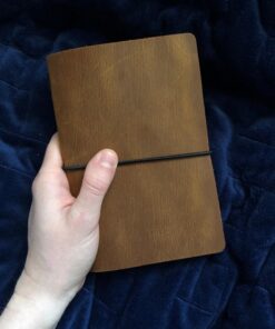 Pocket Travelers Notebook, Refillable Leather Travel Journal for Men & Women, Notebook Cover for Field Notes, Moleskine Small 3.5 x 5.5 Inches, Brown 51 71fiGYj8rjL