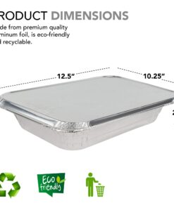 Alternative view of Foil Pans with Lids - 9x13 Aluminum Pans with Covers - 25 Foil Pans and 25 Foil Lids - Disposable Food Containers Great for Baking, Cooking, Heating, Storing, Prepping Food 25 Pack w/Lids