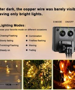 Brizled Solar String Lights, 2 Pack Each 66ft 200 LED Solar Fairy Lights, 8 Modes Outdoor Solar Fairy Lights String with Memory, Waterproof Solar Twinkle Lights for Christmas Garden Party, Warm White 23 71fl6IME05L