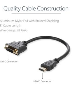 StarTech.com HDMI Male to DVI Female Adapter - 8in - 1080p DVI-D Gender Changer Cable (HDDVIMF8IN) HDMI (M) to DVI (F) 1 pack 13 71fmQX54mQL
