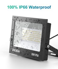 Alternative view of USTELLAR 2 Pack 80W LED Flood Light IP66 Waterproof Outdoor Super Bright Security Lights 800W Equiv, 5000K Daylight White Outside Floodlight Landscape Wall Lights 80.0 Watts