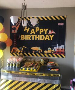 Creative Converting Construction Birthday Zone Plastic Tablecover, Party Supplies, 54" x 108", Multicolor, 1ct 15 71foMzX3qkL