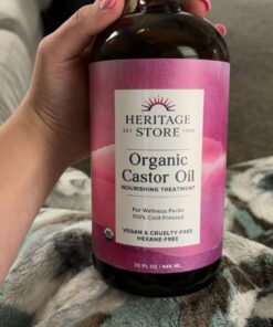 HERITAGE STORE Organic Castor Oil, Glass Bottle, Cold Pressed, Rich Hydration for Hair & Skin, Bold Lashes & Brows | 32oz 32 Fl Oz (Pack of 1) 31 71fodeYpgJL