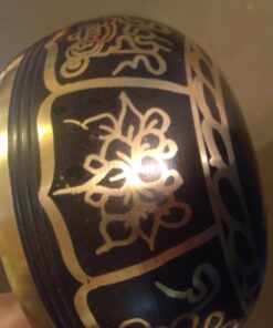 4" Exquisite Tibetan Singing Bowl Set for Meditation ~ Auspicious Eight Lucky Symbols, Buddha Eye & Dorje Painted ~ Silk Cushion & Wooden Mallet Included ~Handmade in Nepal by Thamelmart 29 71fptCyj4OL