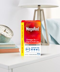 Megared Omega 3 Fish Oil & Antarctic Krill Oil Softgels for Brain, Heart, Joints & Eye Support, (80 Count Bottle), Concentrated Omega 3 Fatty Acid Supplement with EPA, DHA, Phospholipids 500mg 80ct 46 71fq3Kx nmL