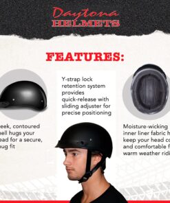 Daytona Helmets Half Skull Cap Motorcycle Helmet – DOT Approved X-Large Dull Black 31 71fqSqPZhfL
