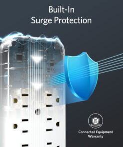 Anker Outlet Extender and USB Wall Charger, 6 Outlets and 2 USB Ports, 20W USB C Power Delivery High-Speed Charging iPhone 15/15 Plus/15 Pro/15 Pro Max, Multi-Plug for Dorm, Home, and Office, White 23 71fqYAv6DqL