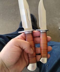 Mossy Oak 2-piece Bowie Knife, Fixed Blade Hunting Knife with Leather Handle, Sheath Included 45 71frDenKR6L