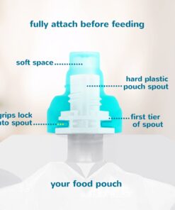 ChooMee SoftSip Food Pouch Top | Baby Led Weaning | No Spill Flow Control Valve, Protects Childs Mouth, 100% Silicone, BPA Free | 2CT Orange Aqua 34 71frDqA0iPL 1