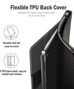 Antbox iPad 6th/5th Generation Case 9.7'' Vegan Leather Case Compatible with iPad Air 2/iPad Pro 9.7''/Air 1 with Apple Pencil Holder Magnetic Clasp Design (Black) Black 29 71frioQLb8L