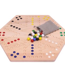 AmishToyBox.com Wahoo Marble Game Board Set - 20" Wide - Solid Maple Wood - Double-Sided - with Large 18mm Marbles and Dice Included 11 71frnK1MHVL