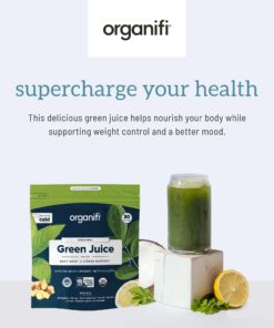 Organifi Green Juice - Organic Superfood Powder - 180-Day Supply - Organic Vegan Greens - Helps Decrease Cortisol - Provides Better Response to Stress - Supports Weight Control - Total Body Wellness 9.8 Ounce (Pack of 6) 9 71ftcVl6DaL