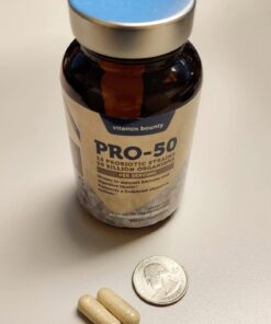 Vitamin Bounty Pro-50 Probiotics - 13 Probiotic Strains, Gut Health, Digestive Health, Probiotic for Women and Men, Delayed Release Capsule with Prebiotic Greens - 60 Capsules 60 Count (Pack of 1) 35 71fubhrJenL