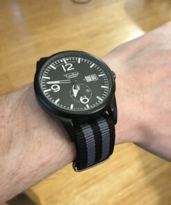 Benchmark Basics Nylon Watch Band - Waterproof Ballistic Nylon One-Piece Military Watch Straps for Men & Women - Choice of Color & Width - 18mm, 20mm, 22mm or 24mm Black / Grey Bond Striped 32 71fwszZQkeL