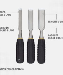 STANLEY Chisel Set, 150 Series, Short Blade, Wood, 3-Piece (16-150) 14 71fxM2QQRNL