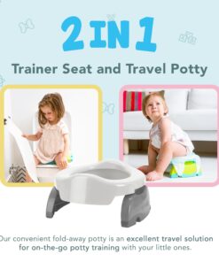 Kalencom Potette Plus 2-in-1 Travel Potty and Trainer Seat - Dual-Purpose Potty Training Toilet Seat - Portable Potty for Toddler Travel - With Durable, Lock-In Legs and Splash Guard - Red 16 71fzitY3R5L
