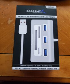 SABRENT Premium 3 Port Aluminum USB 3.0 Hub with Multi in 1 Card Reader (12" Cable) for iMac, All MacBooks, Mac Mini, or Any PC (HB-MACR) USB 3.0 Type A 39 71fznviyIL