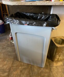 Rubbermaid Commercial Products Slim Jim Plastic Rectangular Trash/Garbage Can with Venting Channels, 23 Gallon, Gray (FG354060GRAY) 1 26 71fzrDkEKlL