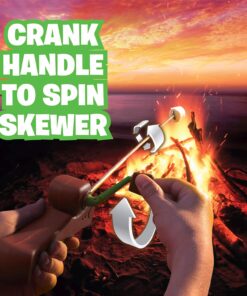 Hog Wild Reel Roaster, 27" - For Marshmallows, Hot Dogs, Camping, Barbeques, Campfires, Fire Pits, Fireplaces, Grills & More - Stainless Steel Extendable Rotating Skewer - Gift for Kids & Adults 8+ 11 71g HvNSb2L