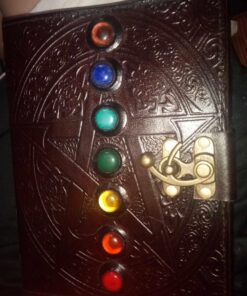 Leather Chakra Journal: Unlock Your Inner Magic with 7 Stones Celtic Notebook | Leather Bound Journal, Book of Shadows & Wiccan Gift | Diary with Lock for Witches, Goth Lovers, and D&D Enthusiasts Blank Paper 36 71g NJCui4L