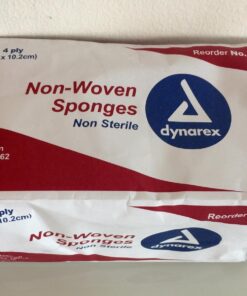 Dynarex Non-Woven Sponges, Non-Sterile, Gauze Sponges, for Cleansing, Prepping and Dressing, Highly-Absorbent and with Less Linting, 4"x 4", 4 Ply, 1 Box of 200 Non-Woven Sponges 200 Count (Pack of 1) 39 71g RhDlHqL