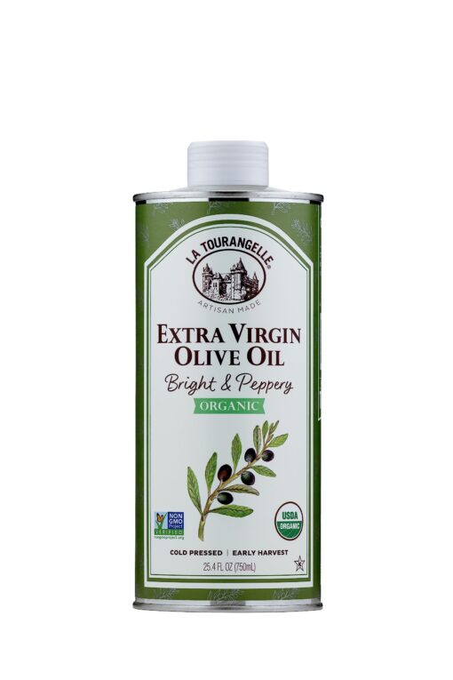 La Tourangelle, Organic Extra Virgin Olive Oil, Cold-Pressed High Antioxidant Picual Olives From Spain, 25.4 Fl Oz Organic Extra Virgin Olive Oil - Bright & Peppery