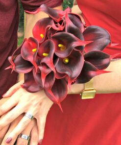 Luyue 20 Pcs Fake Calla Lily Artificial Flowers Bridal Wedding Bouquet Latex Real Touch Flower Home Kitchen Office Decor-Brick Red Brick Red 27 71g2IzVLAL