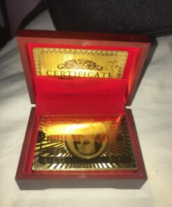Generic, Deck of Poker Playing Cards in 999.9 Gold Foil Plating with Certificate and Mahogany Box, Bridge Size Cards, Playing Cards, Gold, 54 cards Cards With Box Set 19 71g32GIF3gL