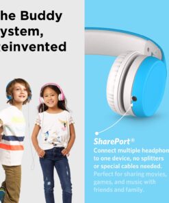 LilGadgets Connect+ Kids Headphones Wired with Microphone, Volume Limiting for Safe Listening, Adjustable Headband, Cushioned Earpads for Comfort, Toddler Headphones, Blue 27 71g3A9tSxfL