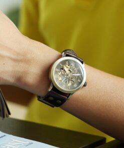 AMPM24 Men's Steampunk Mechanical Leather Bronze Skeleton Self-Winding Auto Wrist Wacth PMW198 21 71g3o563gUL