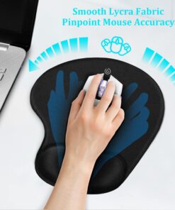 Alternative view of Soqool Mouse Pad, 2 Pack Ergonomic Mouse Pads with Comfortable Gel Wrist Rest Support and Lycra Cloth, Non-Slip PU Base for Easy Typing Pain Relief, Durable and Easy to Clean, Black Black-2P 2 pack-NBP