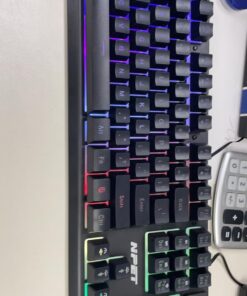 NPET K10 Wired Gaming Keyboard, LED Backlit, Spill-Resistant Design, Multimedia Keys, Quiet Silent USB Membrane Keyboard for Desktop, Computer, PC (Black) Wired RGB 30 71g6LNzTYcL