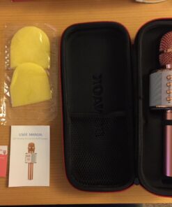 BONAOK Wireless Bluetooth Karaoke Microphone, 3-in-1 Portable Handheld Mic Speaker for All Smartphones,Gifts for Girls Kids Adults All Age Q37(Rose Gold) Rose Gold 43 71g6LsEfG0L